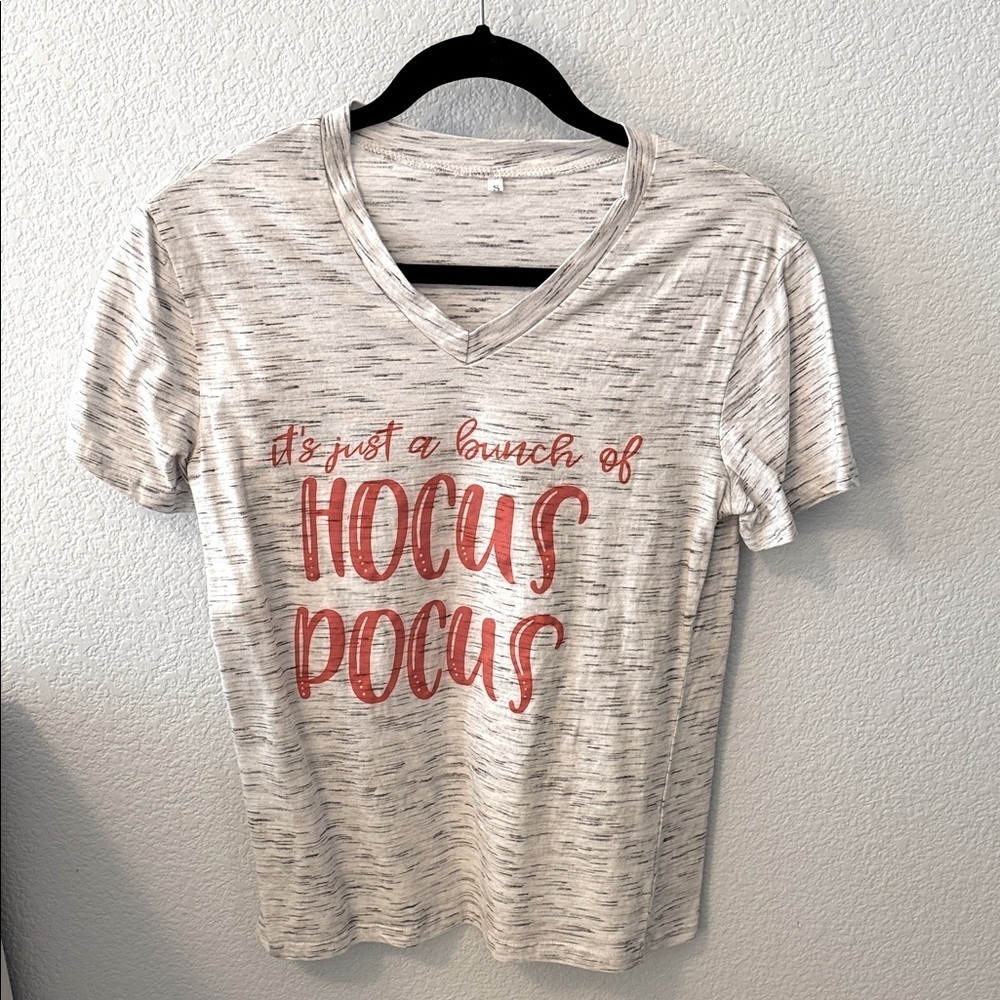 Novelty Gray V-Neck Hocus Pocus T-Shirt